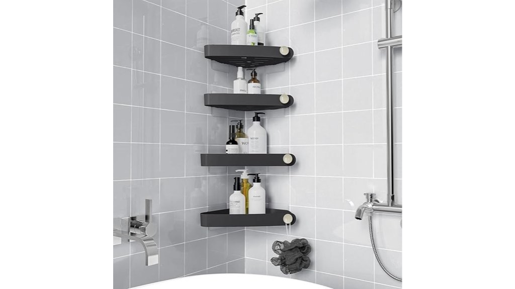adhesive black shower caddy