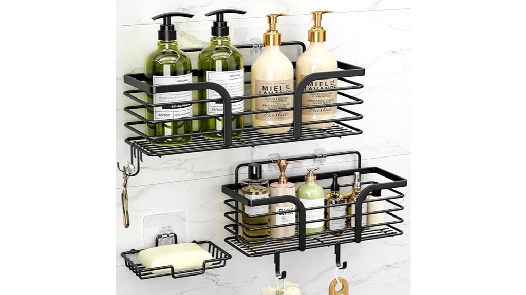adhesive shower caddy hooks
