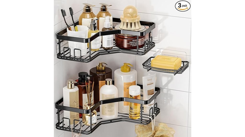 black corner shower organizer