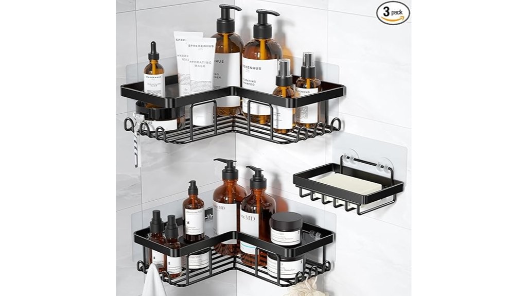corner adhesive shower caddy