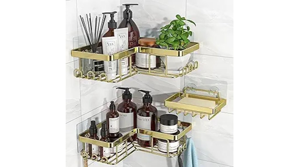 gold corner shower caddy
